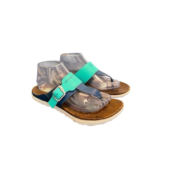 Merrell Leather T-Strap Around Town Buckle Thong Sandals Womens US 9 Comfort - Picture 2 of 8